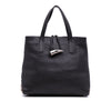Burberry House Check Trimmed Grainy Calfskin Horn Toggle Tote Secondhand