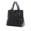 Burberry House Check Trimmed Grainy Calfskin Horn Toggle Tote Secondhand
