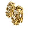 Chanel CC Gold Plated and Strass Round Clip On Earrings Secondhand