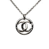 Chanel CC Ruthenium Plated Strass Pendant Necklace Secondhand