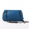BOTTEGA VENETA Intrecciato Leather Chain Crossbody Bag in Blue Secondhand