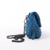 BOTTEGA VENETA Intrecciato Leather Chain Crossbody Bag in Blue Secondhand