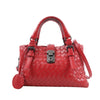 Bottega Veneta Intrecciato Roma Leather Handbag in Red Secondhand