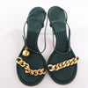 Bottega Veneta Leather Heel Sandals in Green, Size 38 EU Secondhand