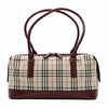 Burberry shoulder bag in burgundy check canvas and leather