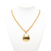 Chanel Gold Plated CC Quilted Oval Pendant Necklace Secondhand