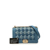 Chanel Old Medium Pleated Denim Boy Flap Secondhand