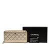 Chanel Quilted Metallic Lambskin Zip Around Long Wallet Secondhand