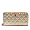 Chanel Quilted Metallic Lambskin Zip Around Long Wallet Secondhand