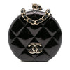 Chanel Quilted Patent Round Mirror Chain Necklace Secondhand