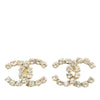 Chanel CC Gold Plated Rhinestones Push Back Earrings Secondhand