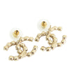Chanel CC Gold Plated Rhinestones Push Back Earrings Secondhand