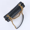 Celine C Sées Medium Leather Chain Shoulder Bag Black × Brown Secondhand