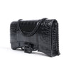 Balenciaga Hourglass Mock Croc Shoulder bag in Black Secondhand