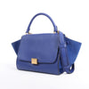CELINE Trapeze Leather x Suede 2Way Handbag in Blue Secondhand