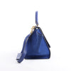 CELINE Trapeze Leather x Suede 2Way Handbag in Blue Secondhand