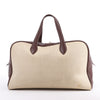 HERMES Victoria 43 Taurillon x Toile Travel Bag in Brown x Beige Secondhand