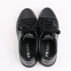 PRADA Logo Leather Sneakers in Black × White 1E282N, Size 37.5 EU Secondhand