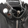 Dolce & Gabbana Black Leather and Leopard Biker Jacket, Size 38 Secondhand