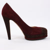 Chanel Burgundy/Brown Suede CC Cap Toe Platform Heel Pumps, Size 40.5 EU Secondhand