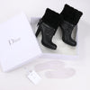 Dior Black Leather Cannage Ice Fur Cuffed Boots, Size 40 EU Secondhand