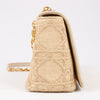 Dior Caro Raffia x Leather Medium Shoulder Bag in Beige Secondhand