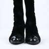 Chanel Coco Mark Velour Long Boots in Black, Size 37.5 EU Secondhand