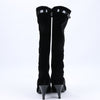 Chanel Coco Mark Velour Long Boots in Black, Size 37.5 EU Secondhand