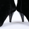 Chanel Coco Mark Velour Long Boots in Black, Size 37.5 EU Secondhand
