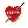 Chanel Gold Plated Enamel Faux Pearl Coco Heart and Arrow Brooch Secondhand