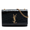 Saint Laurent Small Croc Embossed Patent Monogram Kate Crossbody Secondhand