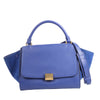 CELINE Trapeze Leather x Suede 2Way Handbag in Blue Secondhand