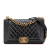 Chanel Old Medium Cracked Metallic Calfskin Boy Flap Secondhand