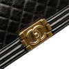 Chanel Old Medium Cracked Metallic Calfskin Boy Flap Secondhand