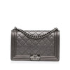 Chanel Medium Quilted Perforated Metallic Lambskin Boy Flap Secondhand