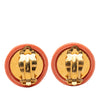Chanel Resin Logo Round Clip On Earrings Secondhand