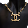 Chanel Gold Plated Quilted CC Pendant Necklace Secondhand