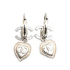 Chanel Silver CC Crystal Heart Drop Lever Back Earrings Secondhand