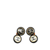 Chanel Gold Plated Enamel CC Double Disc Clip On Earrings Secondhand