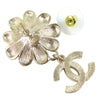 Chanel CC Gold Plated Strass Enamel Faux Pearl Flower Drop Push Back Earrings Secondhand