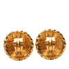 Chanel CC Gold Plated Sunburst Round Clip On Earrings Secondhand