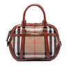 Burberry Small Leather Trimmed House Check Canvas Bridle Orchard Satchel Secondhand