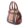 Burberry Small Leather Trimmed House Check Canvas Bridle Orchard Satchel Secondhand
