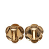 Chanel CC Gold Plated Enamel Camellia Clip On Earrings Secondhand