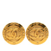 Chanel CC Gold Plated Logo Round Button Earrings Secondhand