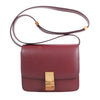 Celine Classic Box Small Leather Shoulder Bag in Burgundy Secondhand