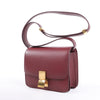 Celine Classic Box Small Leather Shoulder Bag in Burgundy Secondhand
