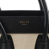 Celine Luggage Micro Leather x Canvas Handbag in Black x Beige x Blue Secondhand