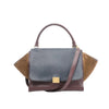 CELINE Trapeze Leather x Suede 2Way Handbag in Navy Blue x Brown x Burgundy Secondhand
