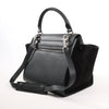 CELINE Trapeze Leather x Suede 2Way Handbag in Black Secondhand